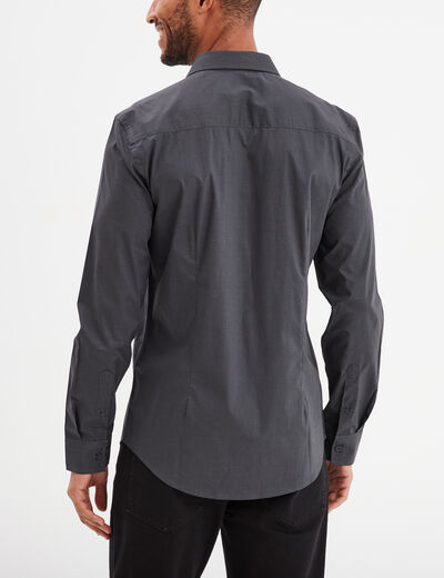 Chemise stretch manches longues gris homme