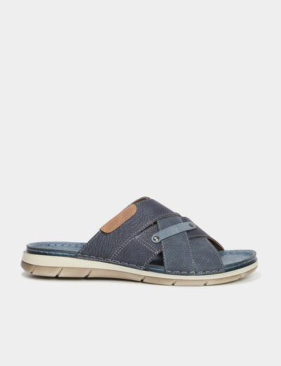 Mules brides croisées bleu homme