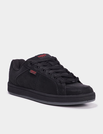 Tennis à lacets bout rond noir homme