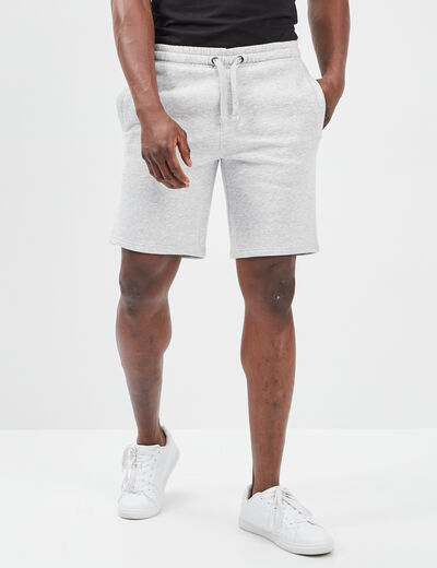 Short jogging molleton droit gris clair homme