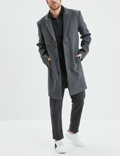 Manteau long fermeture boutonnée Creeks gris homme