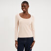 T-shirt ajust&eacute; manches longues beige femme