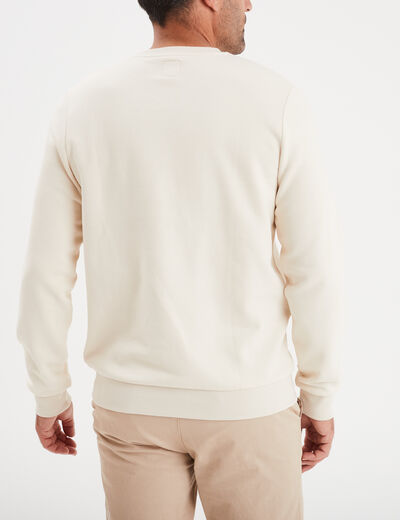 Sweat molleton col rond ecru homme
