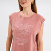Débardeur brodé coton vieux rose femme