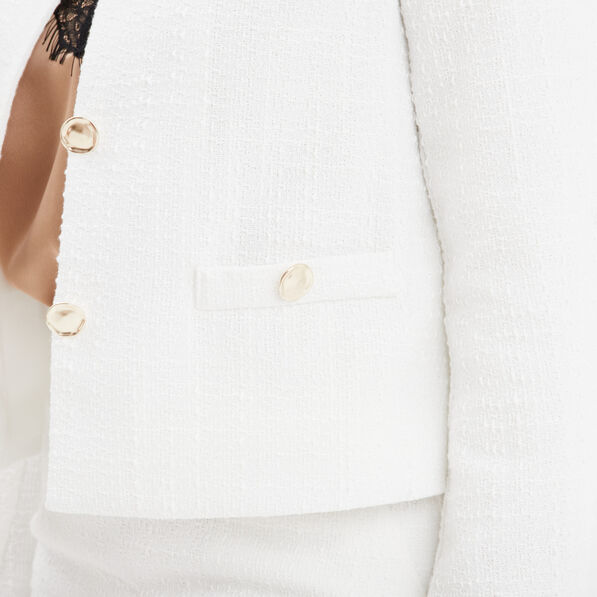 Veste col rond boutonnée Mosquitos blanc femme