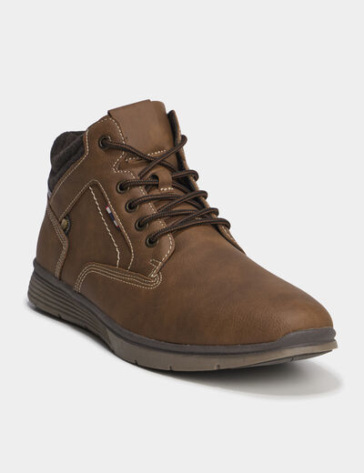 Bottines montantes &agrave; lacets marron clair homme