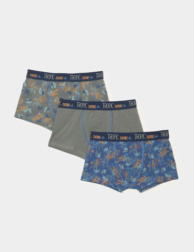 Lot 3 boxers coton bleu garçon