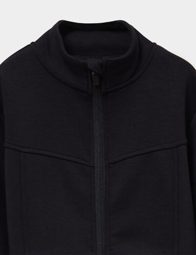 Gilet de sport zipp&eacute; col camionneur noir fille