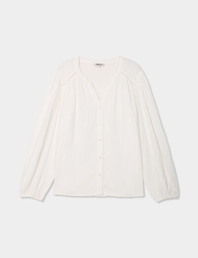 Blouse col tunisien gaze de coton Creeks blanc femme