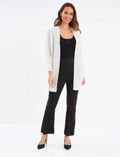 Gilet chauve-souris mi-long gris argent femme
