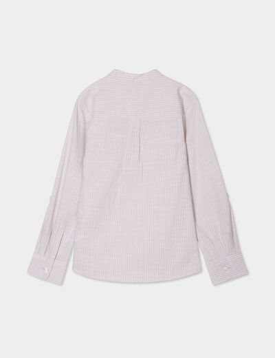 Chemise col mao manches retroussables beige garçon
