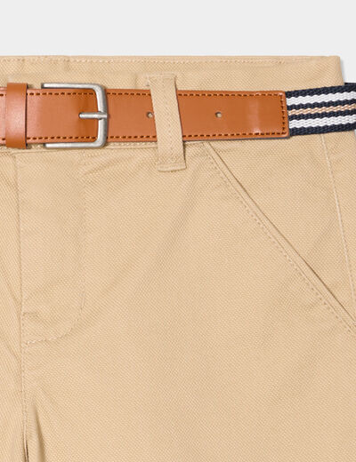 Short droit ceinturé beige garçon
