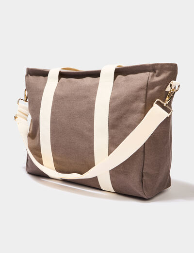 Sac cabas avec bandoulière gris foncé femme