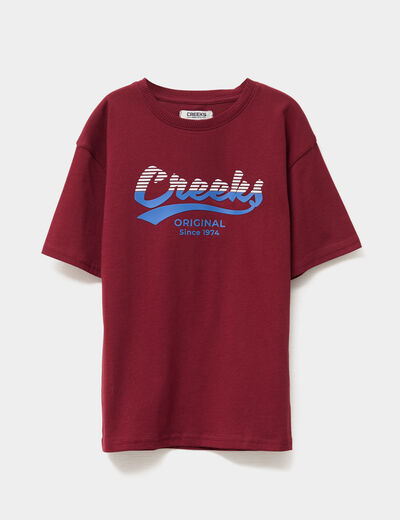 T-shirt col rond manches courtes coton bordeaux garçon