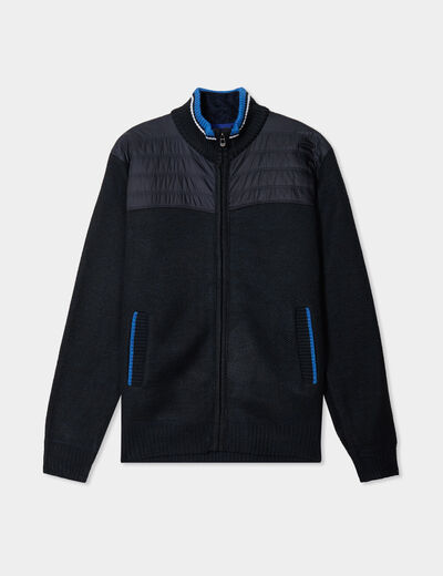 Gilet doublé col camionneur Trappeur bleu foncé homme