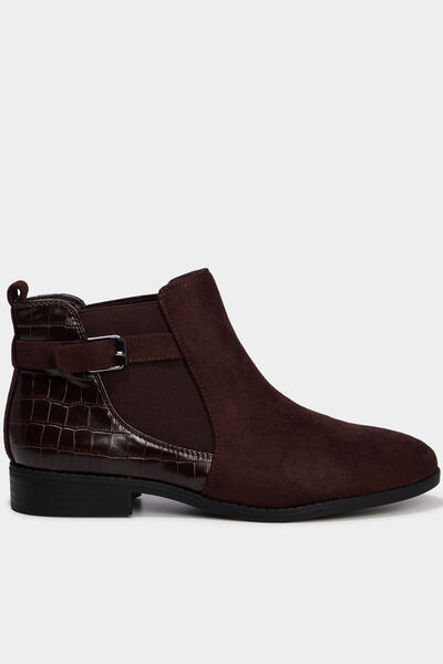 Boots &agrave; talons et boucles marron fonc&eacute; femme