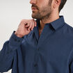 Chemise droite imprim&eacute;e manches longues bleu marine homme