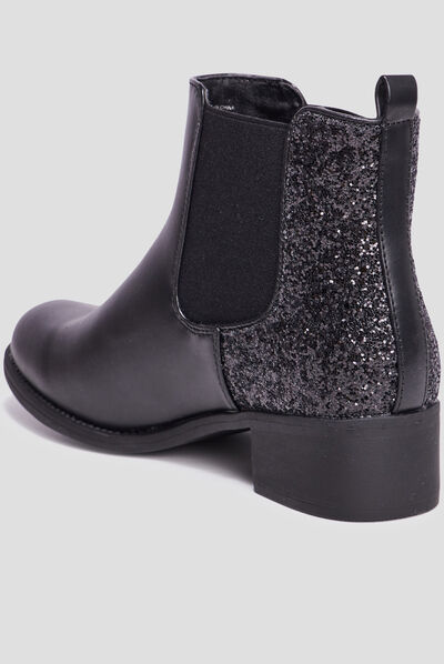 Bottines chelsea à paillettes noir femme