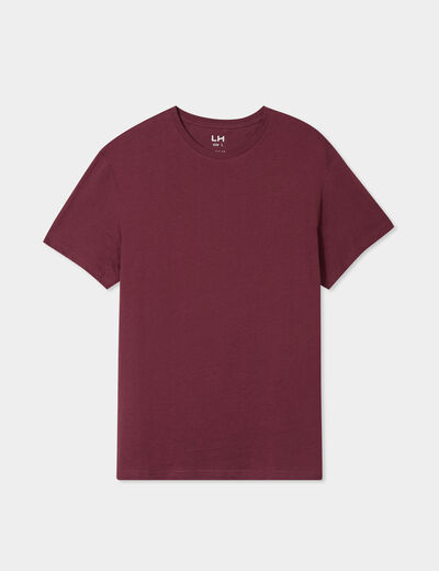 T-shirt en coton manches courtes prune homme