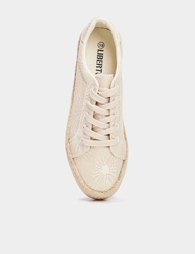 Tennis en toile à lacets sable femme