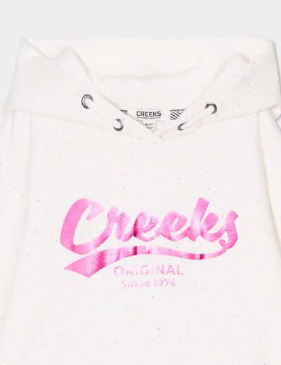 Sweat à capuche hoodie Creeks blanc fille