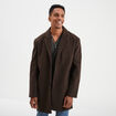 Manteau mi-long boutonn&eacute; et doubl&eacute; marron fonc&eacute; homme
