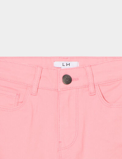 Short ajusté en twill rose fille