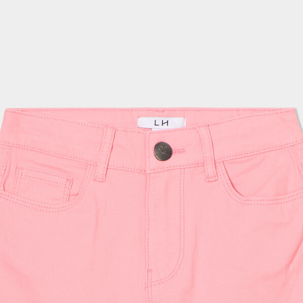 Short ajusté en twill rose fille