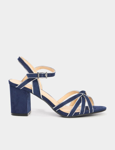 Sandales à talons effet suédine bleu marine femme
