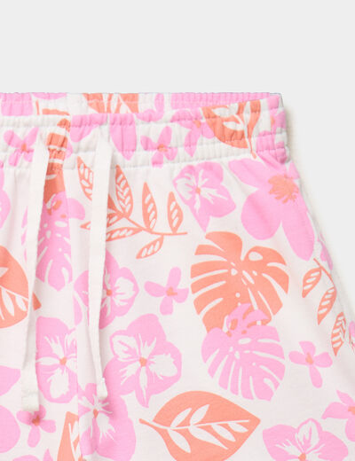 Short molletonn&eacute; &agrave; taille &eacute;lastiqu&eacute;e ecru fille