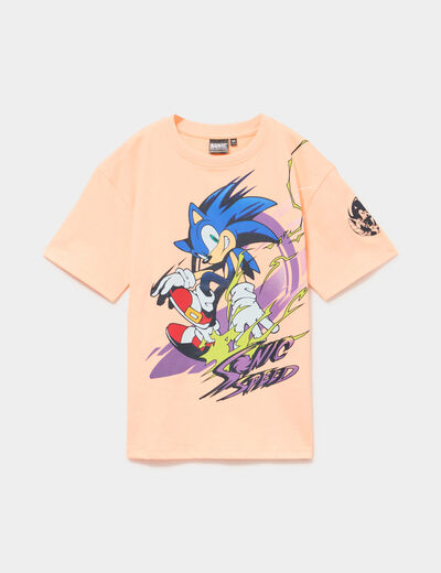T-shirt manches courtes coton Sonic orange fluo gar&ccedil;on