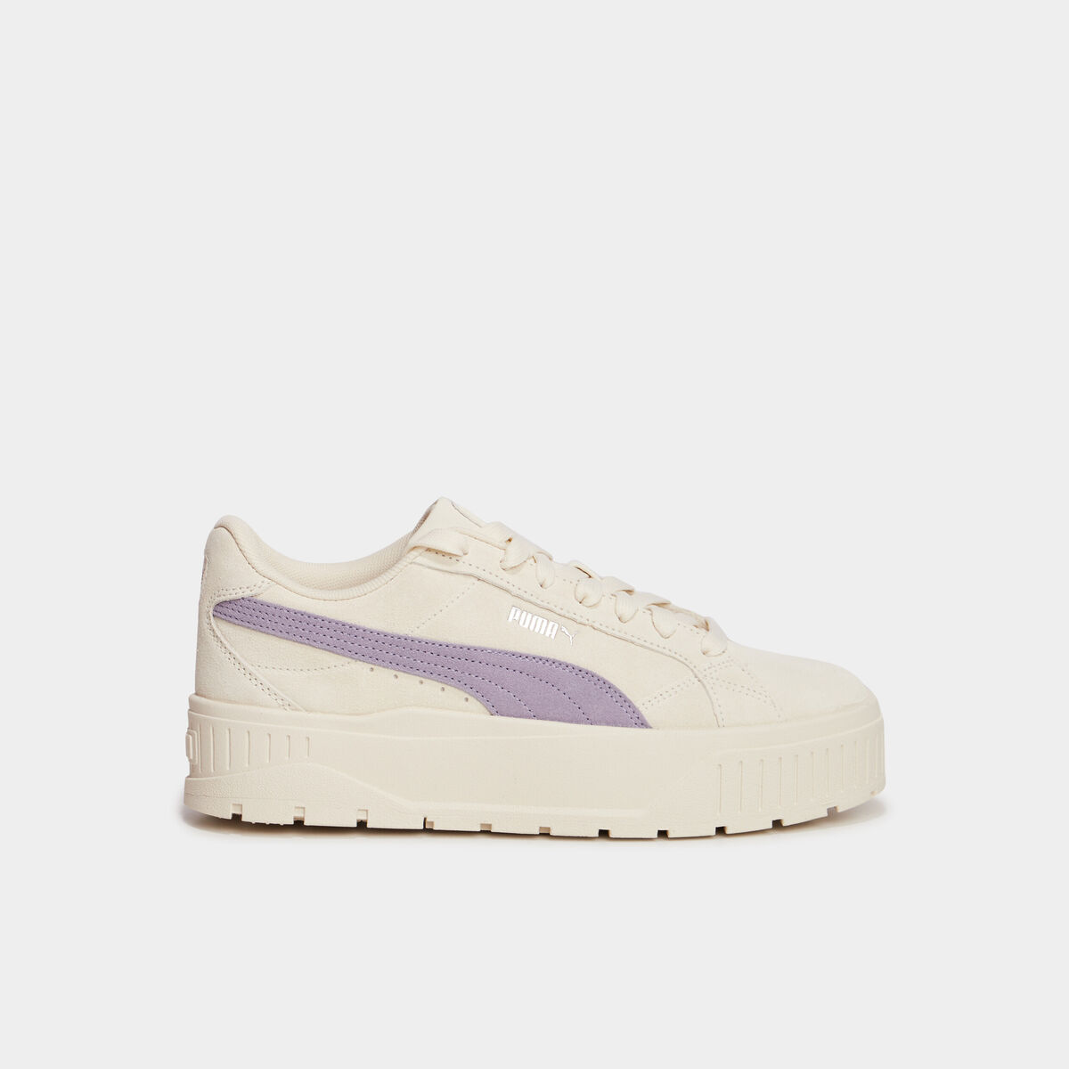 Tennis basses suédine en cuir Puma ivoire femme