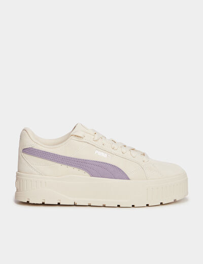 Tennis basses suédine en cuir Puma ivoire femme