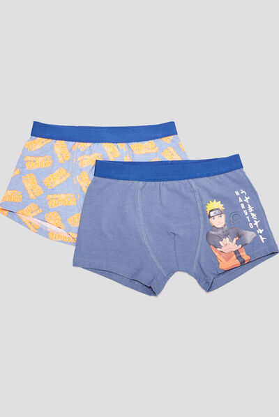 Lot 2 boxers coton Naruto bleu garçon