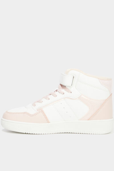 Baskets montantes &agrave; scratchs Iconic rose corail fille