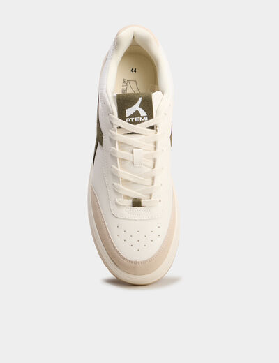 Tennis basses &agrave; lacets semelle plate vert kaki homme