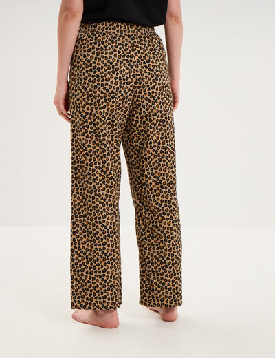 Pantalon de pyjama droit coton beige femme