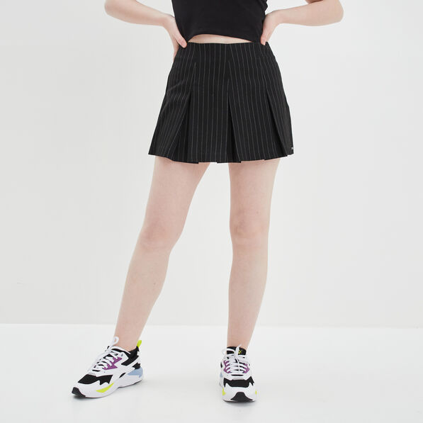 Jupe-short courte droite plissée noir femme