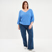 Pull manches 3/4 ajust&eacute; bleu electrique femme grande taille