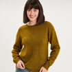 Pull col rond manches longues vert olive femme