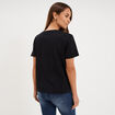 T-shirt manches courtes col en V coton noir femme