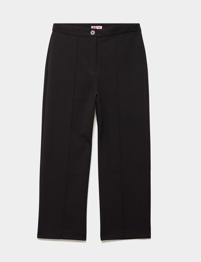 Pantalon droit 7/8&egrave;me &agrave; pinces noir femme