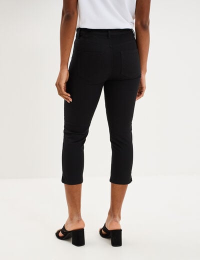 Pantacourt slim twill 5 poches noir femme