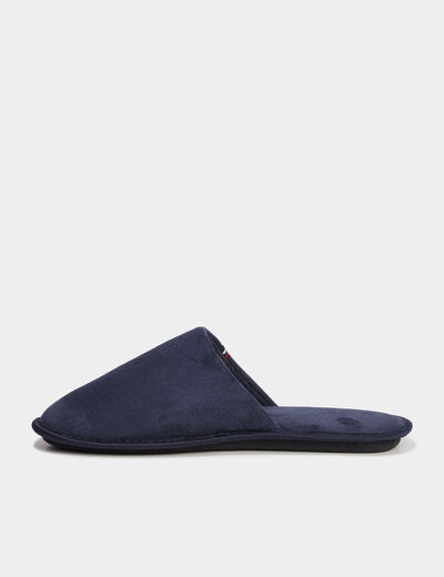 Chaussons mules effet velours bleu marine homme