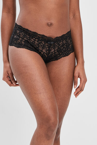 Shorty en dentelle noir femme