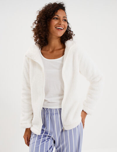 Ensemble pyjama 3 pi&egrave;ces effet polaire bleu ciel femme