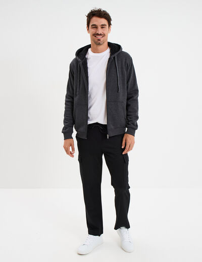 Pantalon cargo taille &eacute;lastiqu&eacute;e noir homme