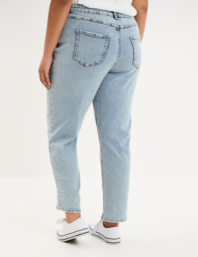 Jeans mom cropped taille haute denim double stone femme grande taille