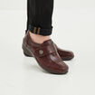 Loafers compensés en cuir bordeaux femme