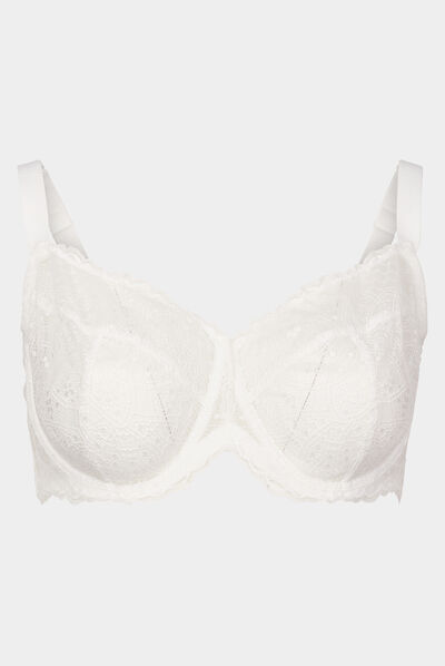 Soutien-gorge emboîtant en dentelle blanc femme grande taille